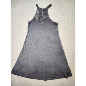 Mudd Women's S Sleeveless Halter Dress Gray Lace Accent Stretch